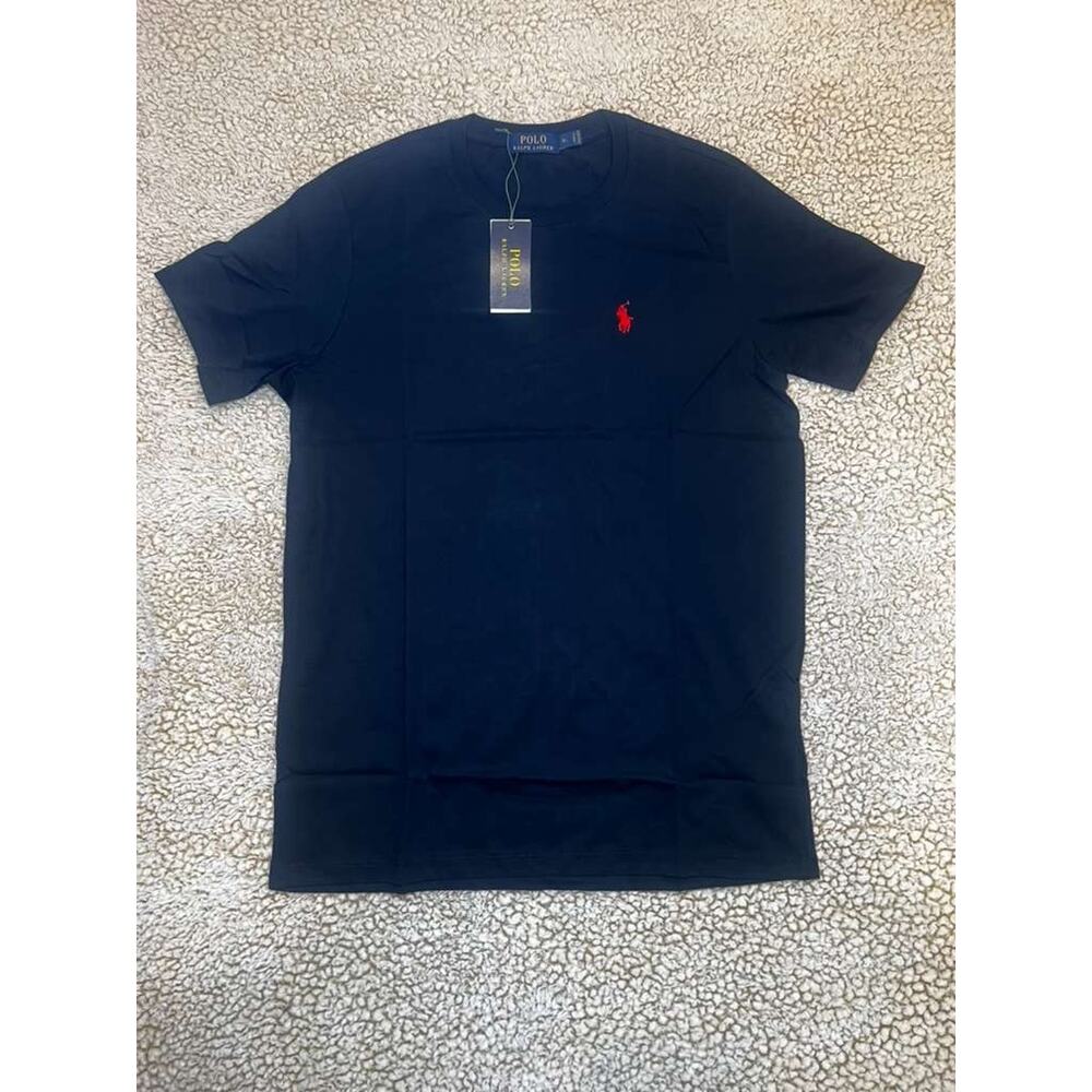 Ralph Lauren Polo Jersey Crewneck T-Shirt Men XL Black Red Pony Custom Slim Fit - Picture 2 of 2